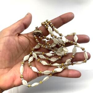 Vintage MOP Shell Beaded Multi Layered Necklace Stamped LOBE ? B#6